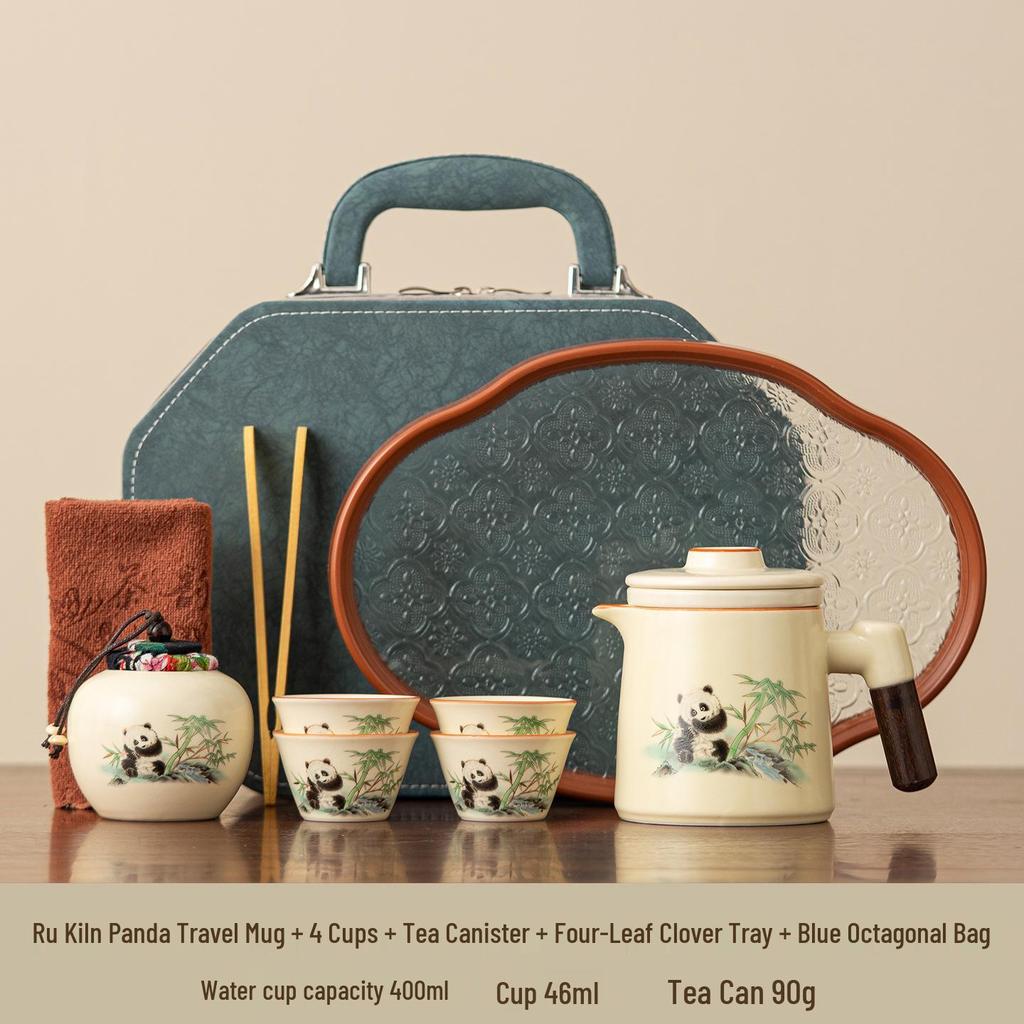 Portable Travel Tea Set: Quick-Brew Pot with Four Cups, New Style for Young People on the Go