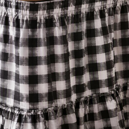 Conference Room Table Decoration 6Ft Gingham Skirt with Ruffled Edge, Checkered Teacher Desk Skirt, Detachable Hook And Loop Wrap for Classroom Desk,
