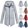 Outdoor Jacket Coat Women Solid Rain Outdoor Hooded Raincoat Windproof Long Jackets Coat Trench Coat