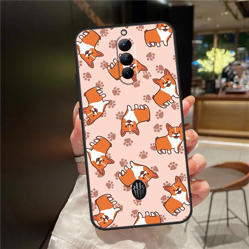 Cartoon Corgi Dog Case For ZTE Nubia Red Magic 8 Pro 8S Pro Plus RedMagic 9 Pro Plus 6 7 6S 7S 6R 5S 5G Cover