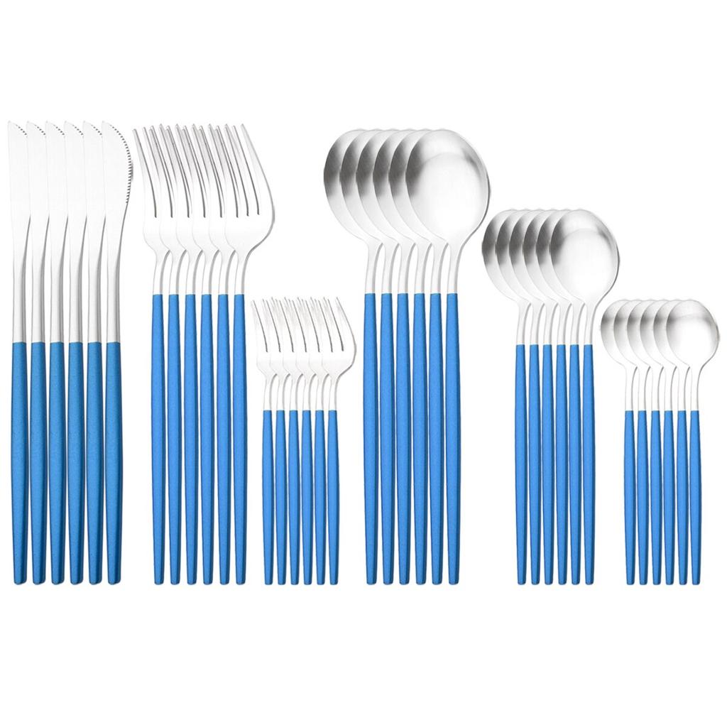 36 шт. Золотая посуда из нержавеющей стали, посуда, набор столовых приборов в западном стиле, ножи, вилка для торта, чайная ложка, столовые приборы, кухонное серебро