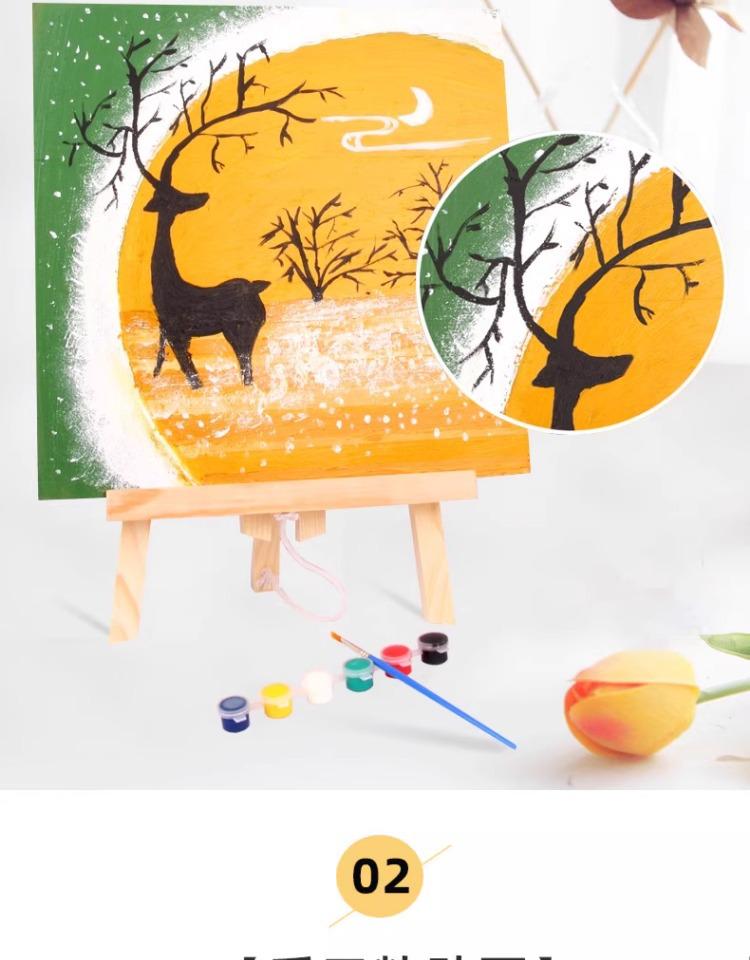 Carbonized Pine Oil Painting Frame Board - Acrylic Powder, No Frame Needed, Retro DIY Solid Wood.