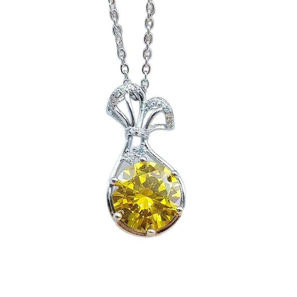 Kuaishou Jewelry Super Flash Zircon Lucky Bag Pendant Necklace Female Versatile Pendant Light Luxury Collarbone Chain