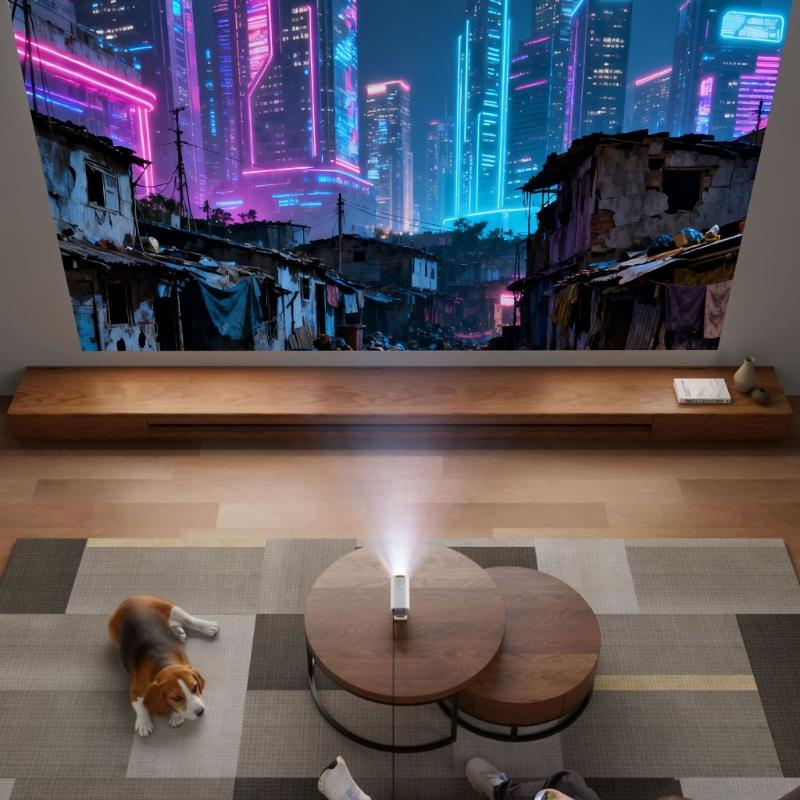 1080P Folding Projector Double Band Auto Adjusting Wireless Streaming Indoor Outdoor 110V Compatible