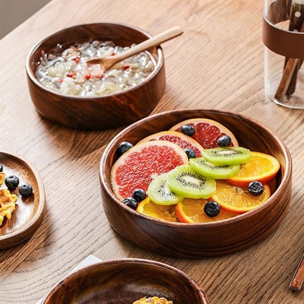 Walnut Snack Bowl Solid Wood Wooden Serving Tray Vintage Fruit Bowl Home Kitchen Utensils
