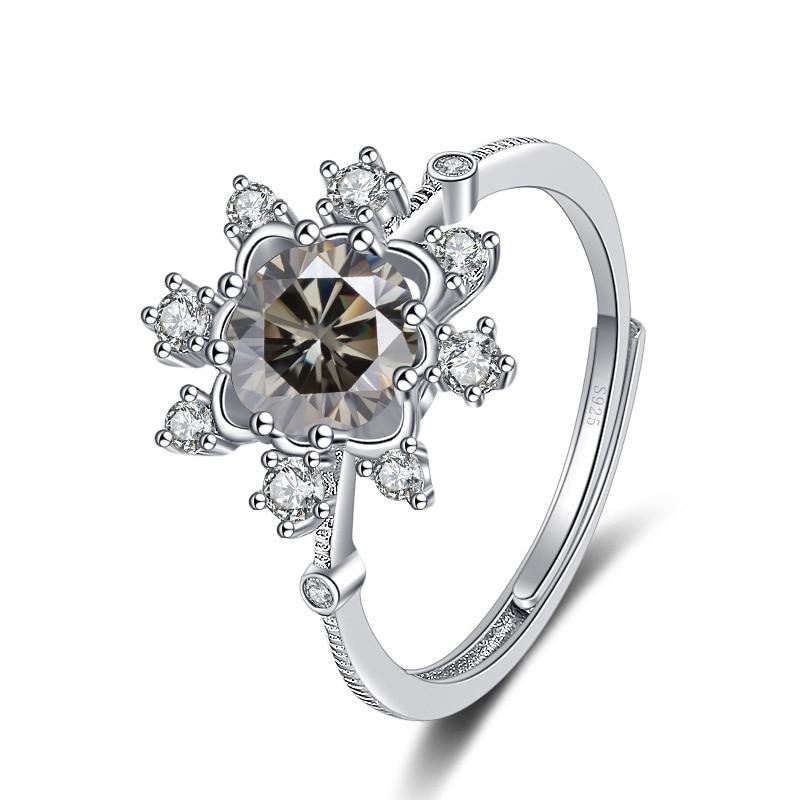 Bague Ringen Ювелирные изделия с муассанитом и бриллиантами, 1 карат, восемь сердец, восемь стрел, кольцо из стерлингового серебра S925 со снежинкой, кольца регулируемого размера