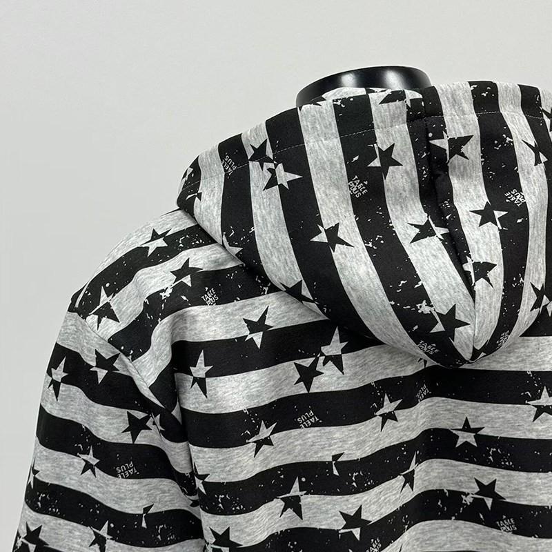 Unisex Oversized Hooded Zip-Up Sweatshirt With Colorblock Stripes Casual Streetwear Fall