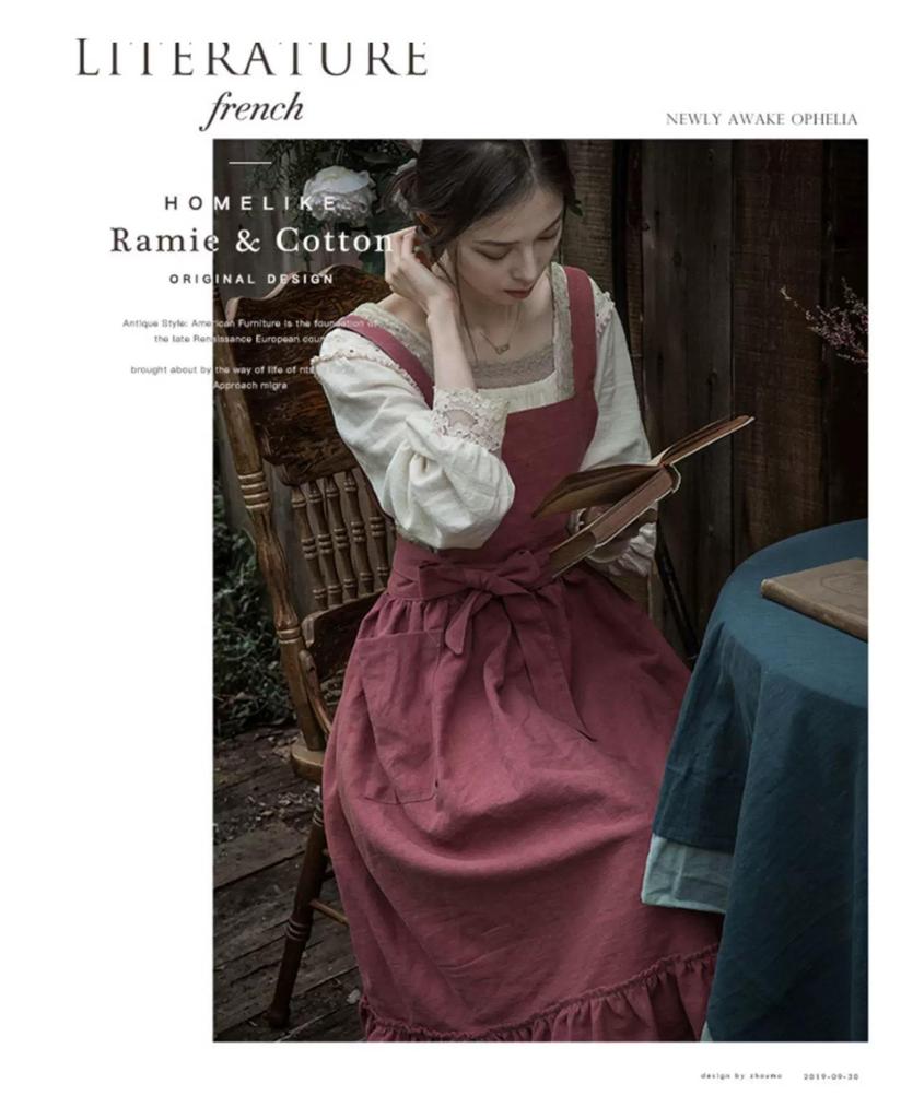 Скандинавский однотонный фартук в стиле французской пасторали, маслостойкий, для приготовления пищи на кухне