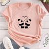 Fashion Women Panda&Love Print T Shirt Funny Casual O-neck Short Sleeves T-shirt Summer Female Tee Shirt