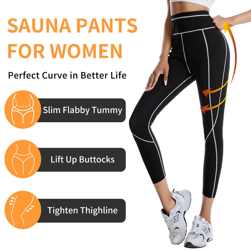 Женские леггинсы для сауны, спортивные штаны, леггинсы для похудения, корректирующее белье, тренажер для талии, формирователь тела, беговые упражнения, компрессионные брюки для похудения
