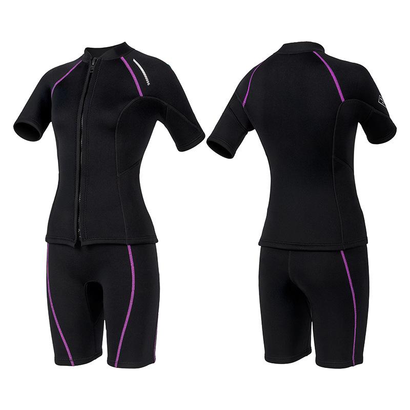 1.5MM Unisex Short-Sleeve Split Diving Suit with Snorkeling Surf Shorts and Cold-Proof Pants