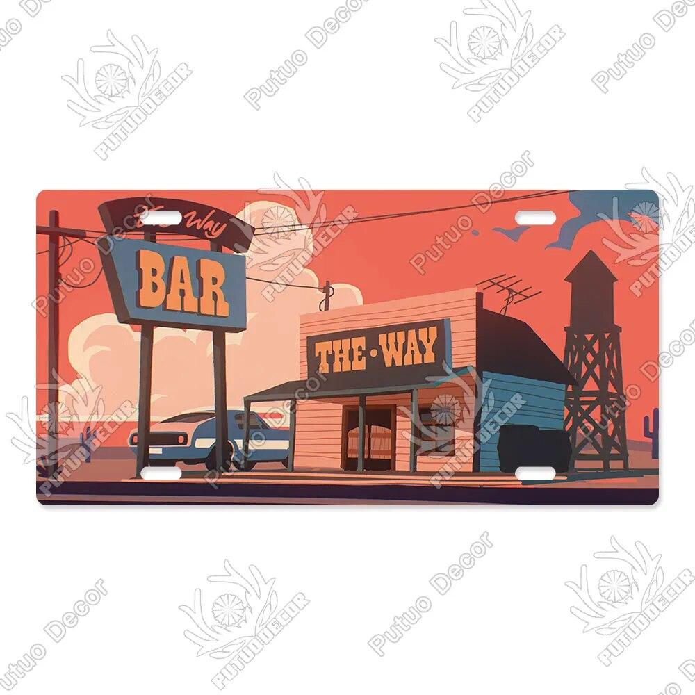 Putuo Decor Illustrations Licenses Plate Tin Sign Plaque Metal Decorative Plate for Car Living Room Door Home Wall Decor