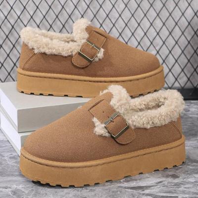 2024 женские зимние ботинки на плоской подошве на платформе, замшевые плюшевые теплые зимние новые толстые модные туфли, женские ботинки «Челси»