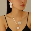 Chinese Style Floral Jewelry Set: Necklace, Stud Earrings, Anklet with Spray-painted Pendant. Perfect for Women.