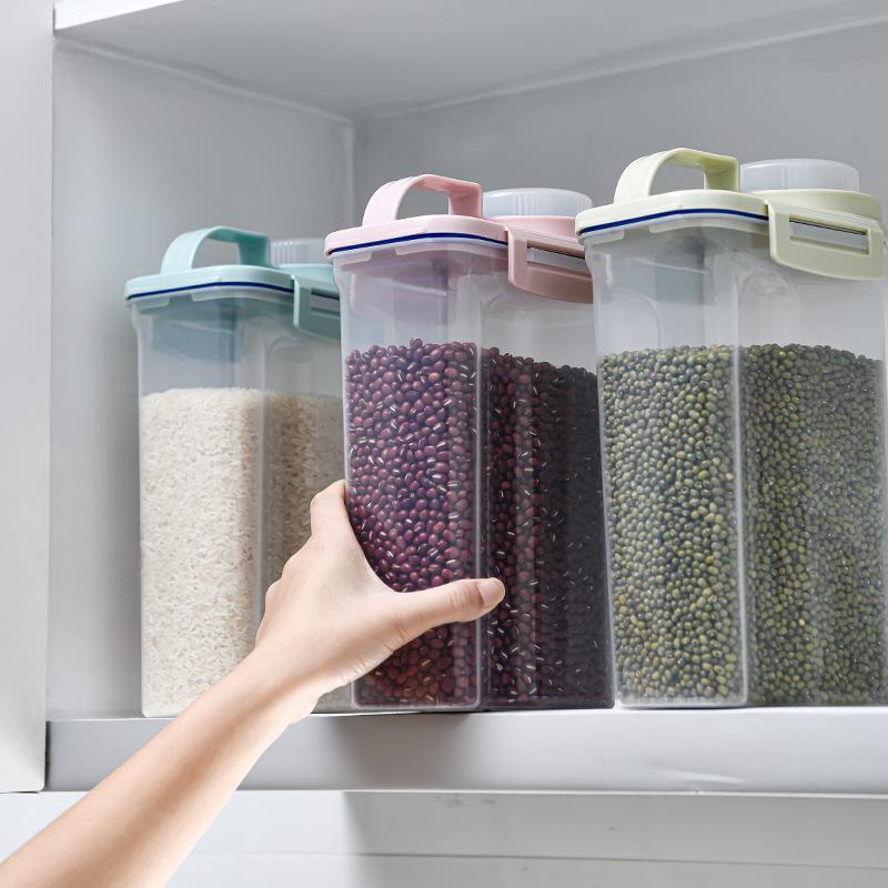 Kitchen Food Grains Plastic Storage Box Jars Home Large Capacity Snacks Dry Goods Sealed Transparent Organizer Containers Cans