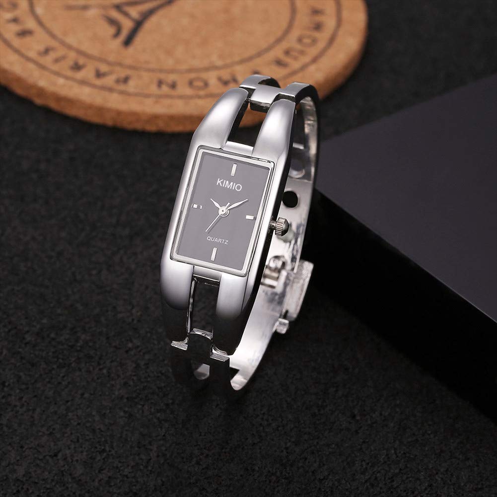 Square Face Stainless Steel Bracelet Watch Simple Waterproof Cute Silver Black Women's