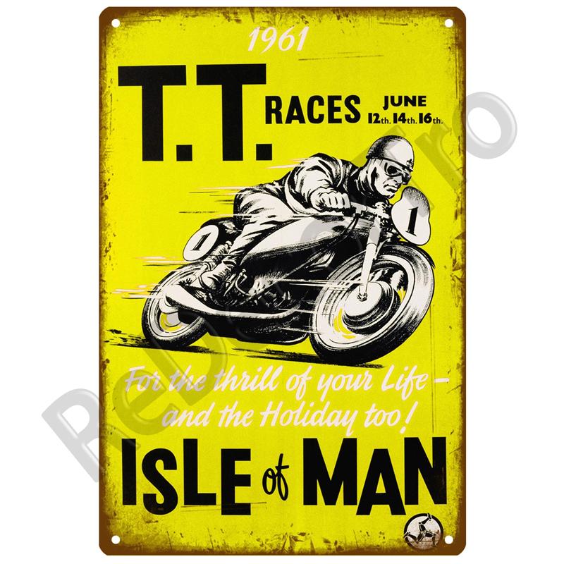 TT Races Vintage Wall Poster Vintage Retro Wall House Restaurant Decoration Plaque Metal Wall Decor Art Metal Sign Tin Sign ISLE