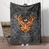 1PC Norse rune stag crescent totem Print Adult Children Warm Blankets Home Travel Car Soft Comfortable Suitable for all seasons