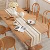 Vintage Cotton Linen Table Runner with Tassel Fringe – Light Luxury for Coffee Tables, Dining Tables, TV Stands, Chests, Shoe Cabinets, or Sideboards.