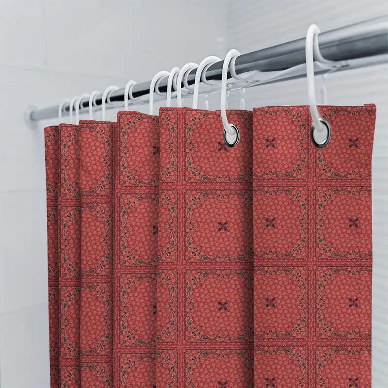 Красная деревенская бандана: Классическая шторка для душа с западным узором для винтажного и смелого декора ванной комнаты