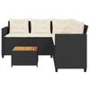 L shaped Garden Sofa Set with Table and Cushions Black Poly Rattan