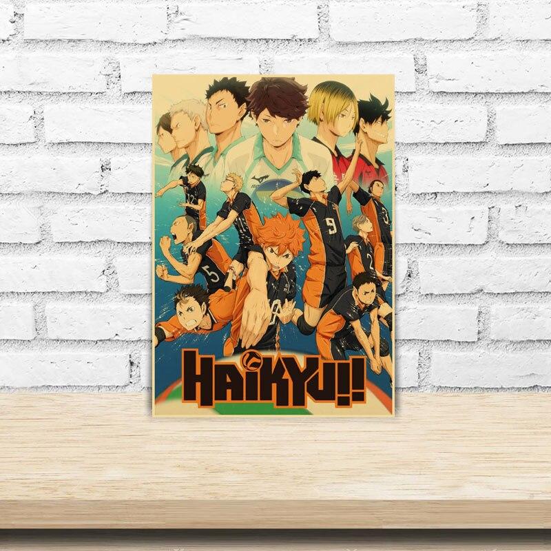 Аниме Haikyuu плакат ретро крафт-бумага волейбольный мальчик принты современное украшение дома настенная художественная роспись Декор комнаты Эстетический