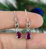 Ruby Gemstone Earring, 925 Sterling Silver Earring, Handmade Jewelry, Bohemian Earring, Two Stone Earring, Peridot Hook Earring,