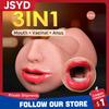 3 IN 1 Artificial Vagina Male Masturbator Cup Realistic Real Oral Anal Clitoris Silicone Masturbation Blowjob Sex Toys for Men