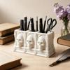 Коробка для кистей для макияжа с 3 отделениями в виде черепа 3D-печатный цветочный горшок-скелет Настольный для помещений