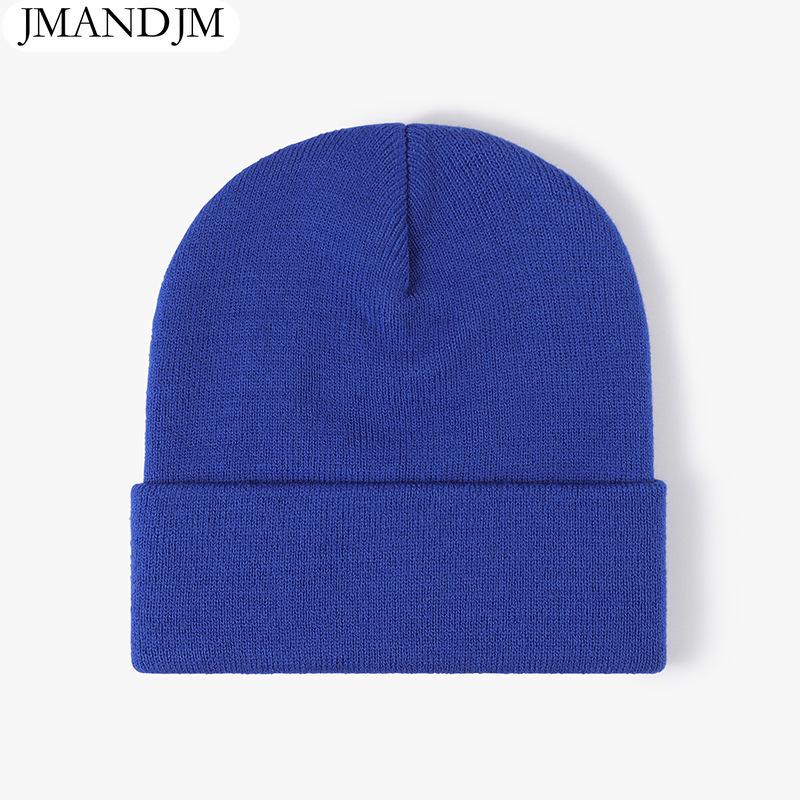 Available Autumn and Winter Warm Thickened Double Beanie Hat Simple Men's Women's Knitted Hat