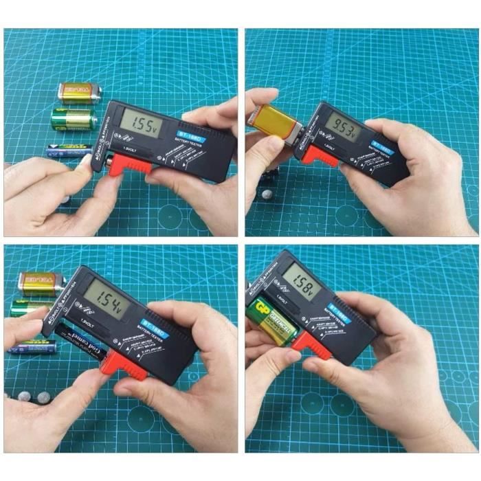 Testeur de Batterie numérique Détecteur de capacité Outil de Diagnostic Volt Checker pour AAA AA CD 9V 1.5V Pile Bouton BT-16 193