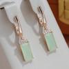 Elegant Square Geometric Dangle Earrings with Mist Green Zircon Luxury Women Jewelry