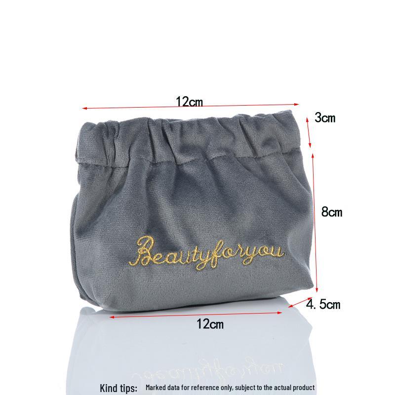 Бархатный вышитый кошелек и держатель для кабелей - Застежка-кнопка для наушников, мини-помады и аксессуаров