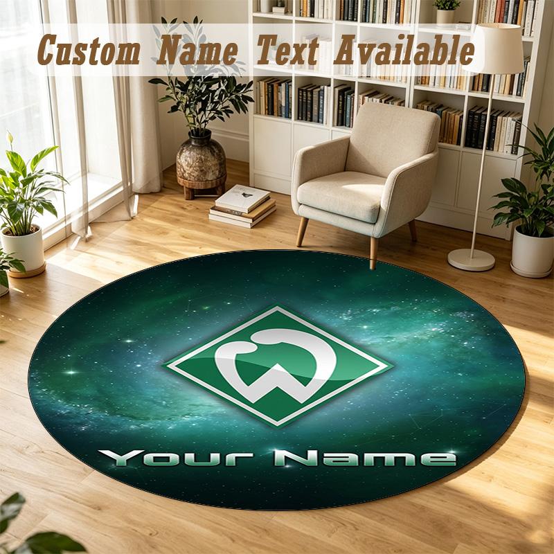 Round Rug Custom NameWerder Bremen FC Pattern Non Slip Carpet Home Floor Decor