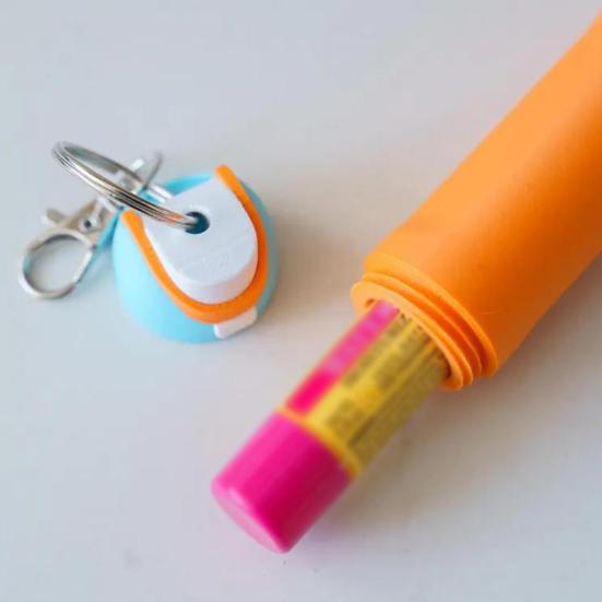 Keychain Lip Balm Stand Holder Multi-Functional Clip for Cotton Swabs Trinkets 3D Printed Lightweight Design Portable Keyring