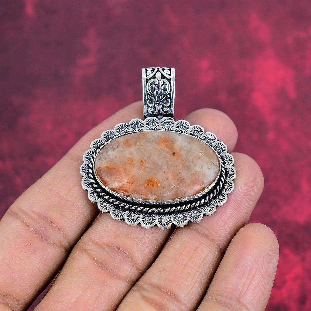 Подвеска Sunstone из цельного серебра 925 пробы, подвеска из драгоценного камня ручной работы, подарки для жены, абсолютно новая подвеска
