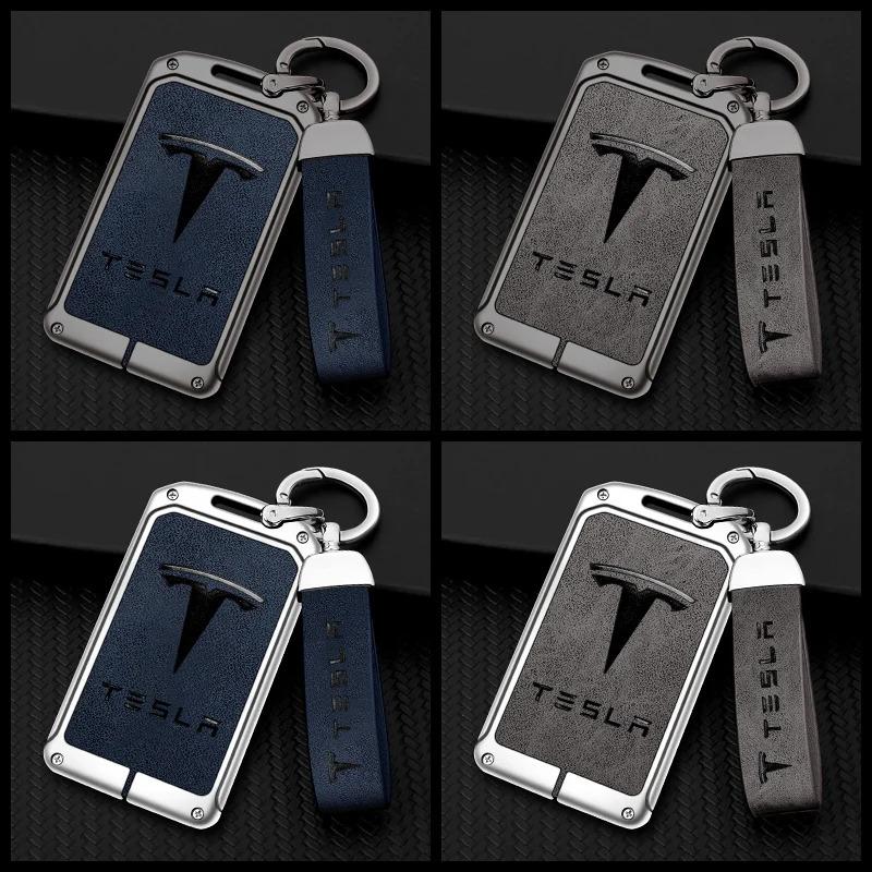Car Metal Key Case Cover For Tesla Model 3 Model S Model X Model Y Roadster Cybertruck Keyless Card Protector Holder Accessories