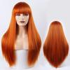 MERISIHAIR Long Straight Wig with Bangs Synthetic Fiber Long Straight Black Brown Red Wine Pink Color Wig