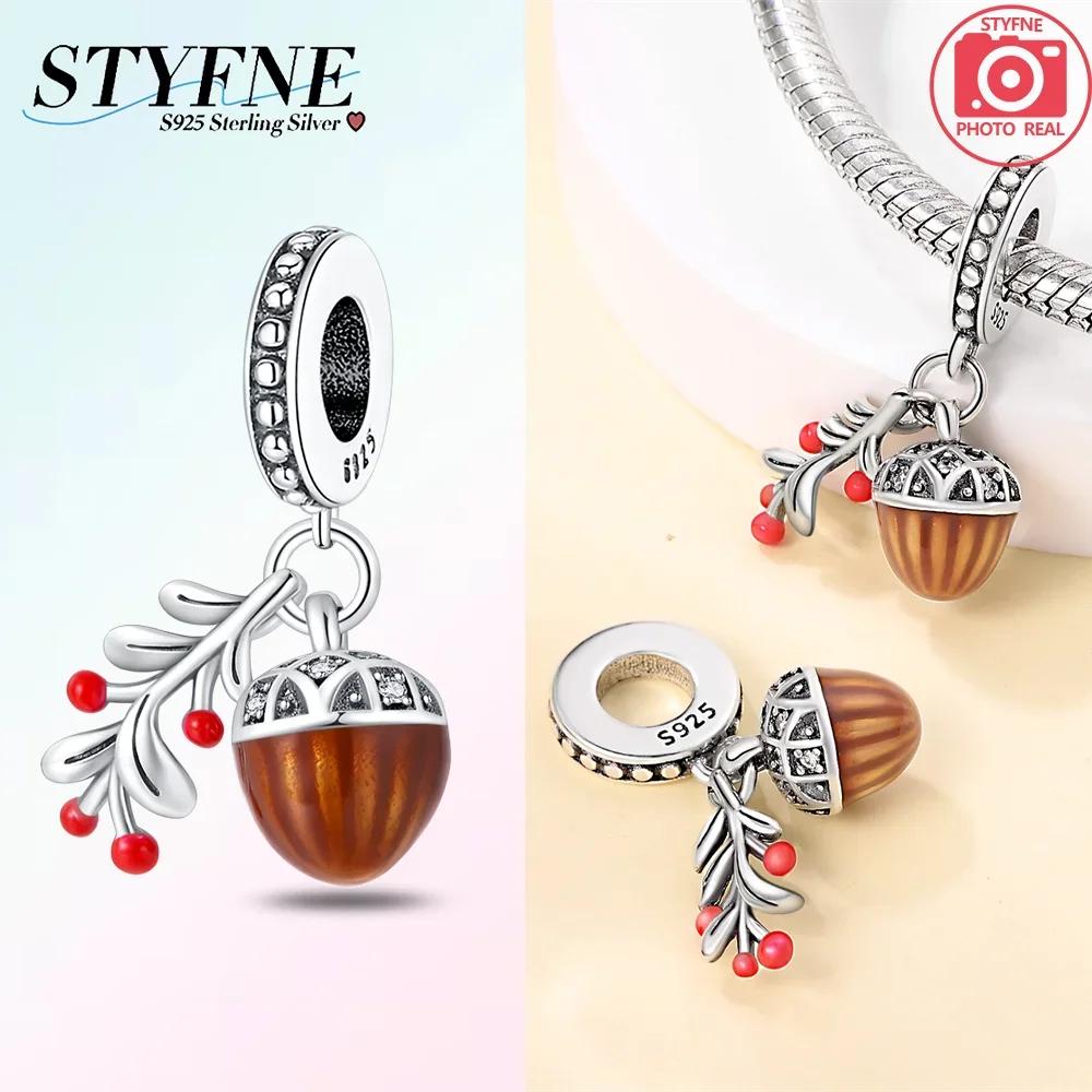 Autumn New Maple Forest Squirrel Pumpkin Car Charms Beads Fits Bracelets Bangle Luxury DIY Jewelry Making Women Gifts