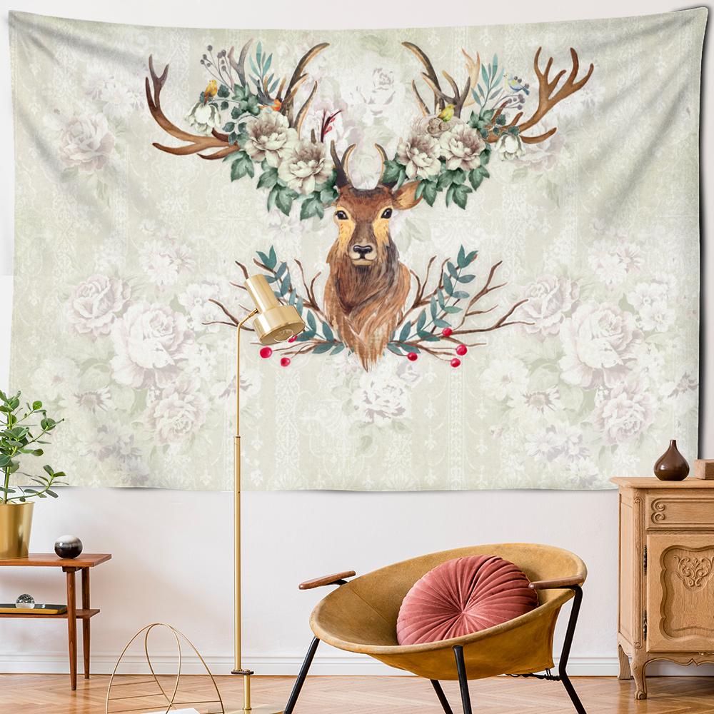 Красочный гобелен с пятнистым оленем, настенный гобелен в богемном стиле, многофоновый гобелен, психоделический интерьер, домашний декор
