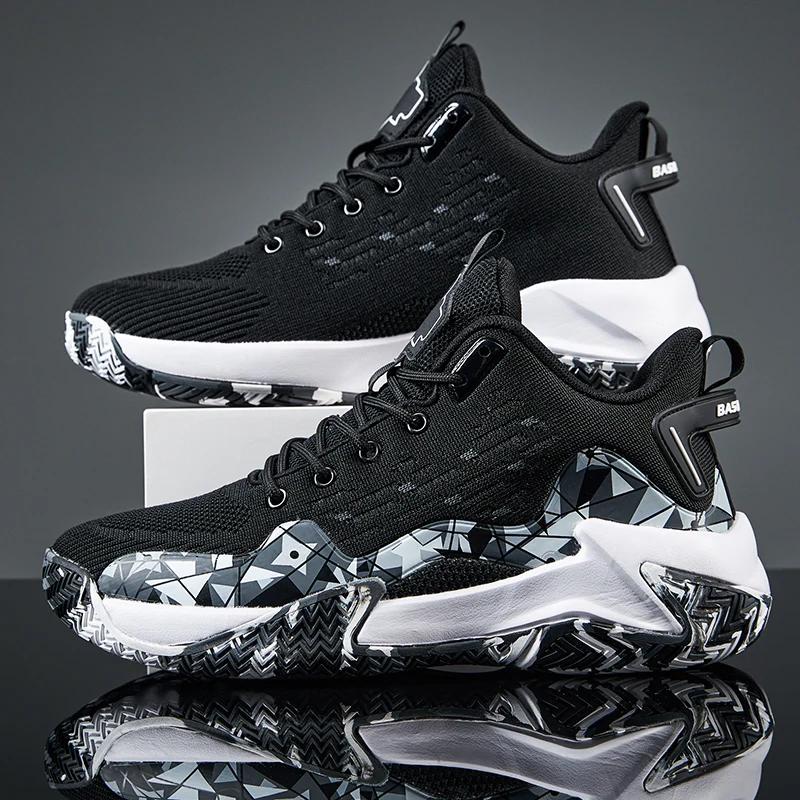 Men's Basketball Shoes Breathable Cushioning Non-Slip Wearable Runing Shoes Gym Training Athletic Basketball Sneakers for Women