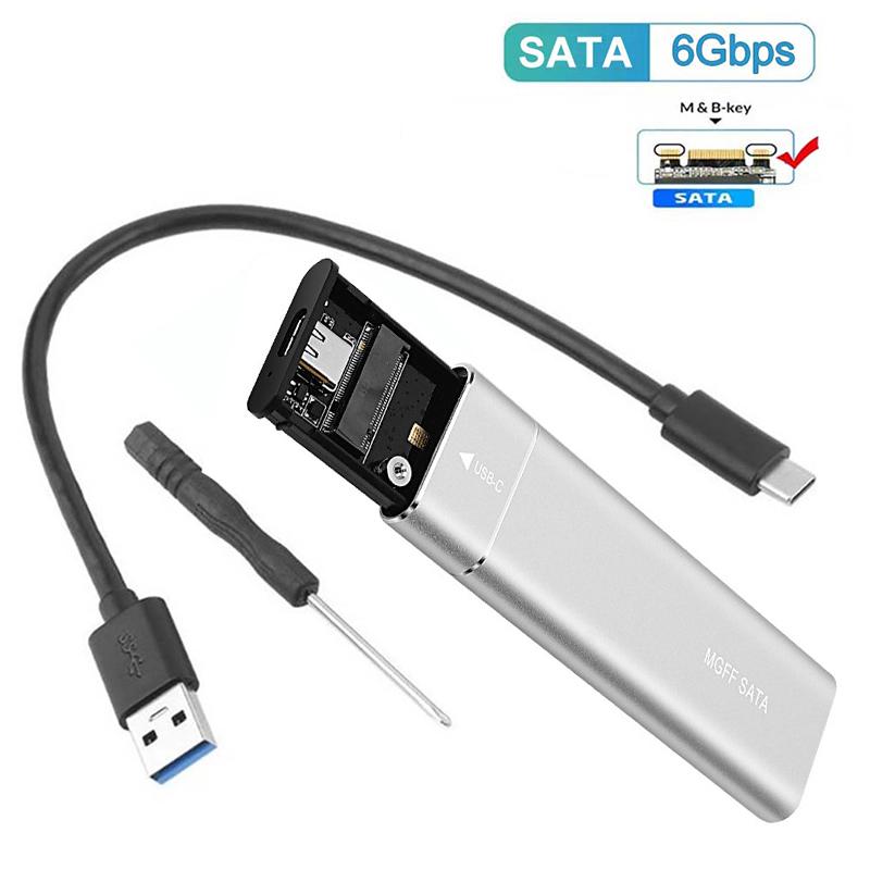 M2 SSD Case Single Protocol M.2 NGFF SATA External Enclosure M.2 to USB3.1 Type C SSD Adapter for PCIE NGFF SATA SSD Disk Box