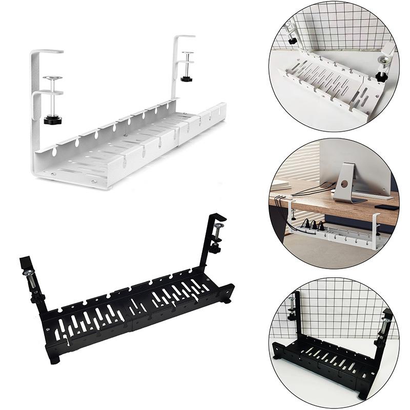 Подстольный лоток для укладки кабелей Расширяемая полка для хранения розеток Проводной шнур Держатель адаптера удлинителя Органайзер Без сверления