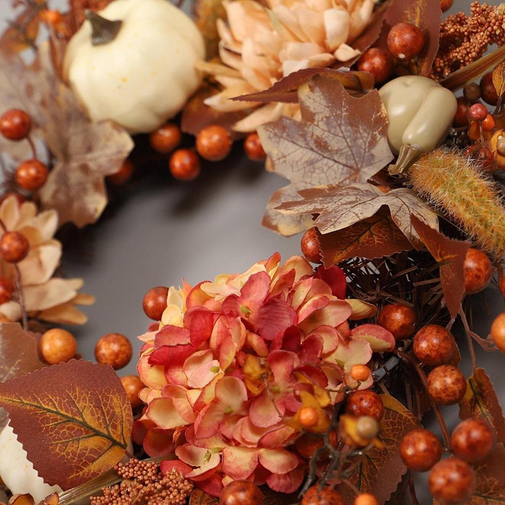 Осенний цветочный венок, Искусственный венок, Гортензия Окно Стена Дверь, Декор Фестиваль урожая