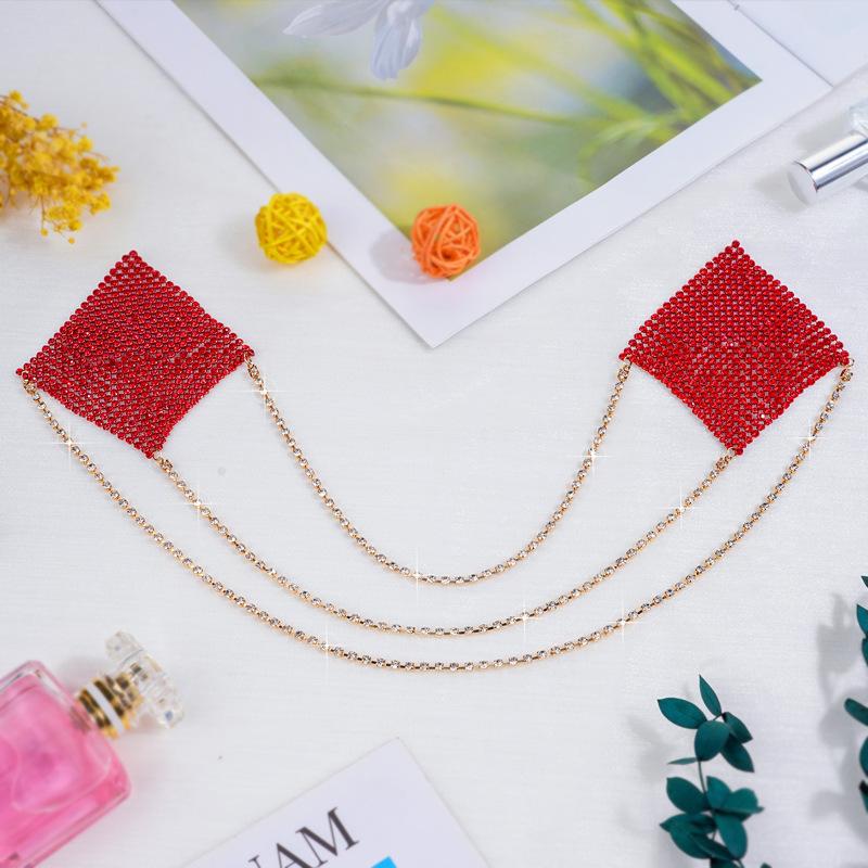 Sparkly Rhinestones Metal Chain Nipple Cover Reusable Sexy Bra Body Chain with Tassel Underwear Accessories Pasties