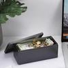 Metal Cash Box Security Organizer Rectangular Money Saving Box Organizer with Lid for Currency Bills Jewelry Keys Tickets Home