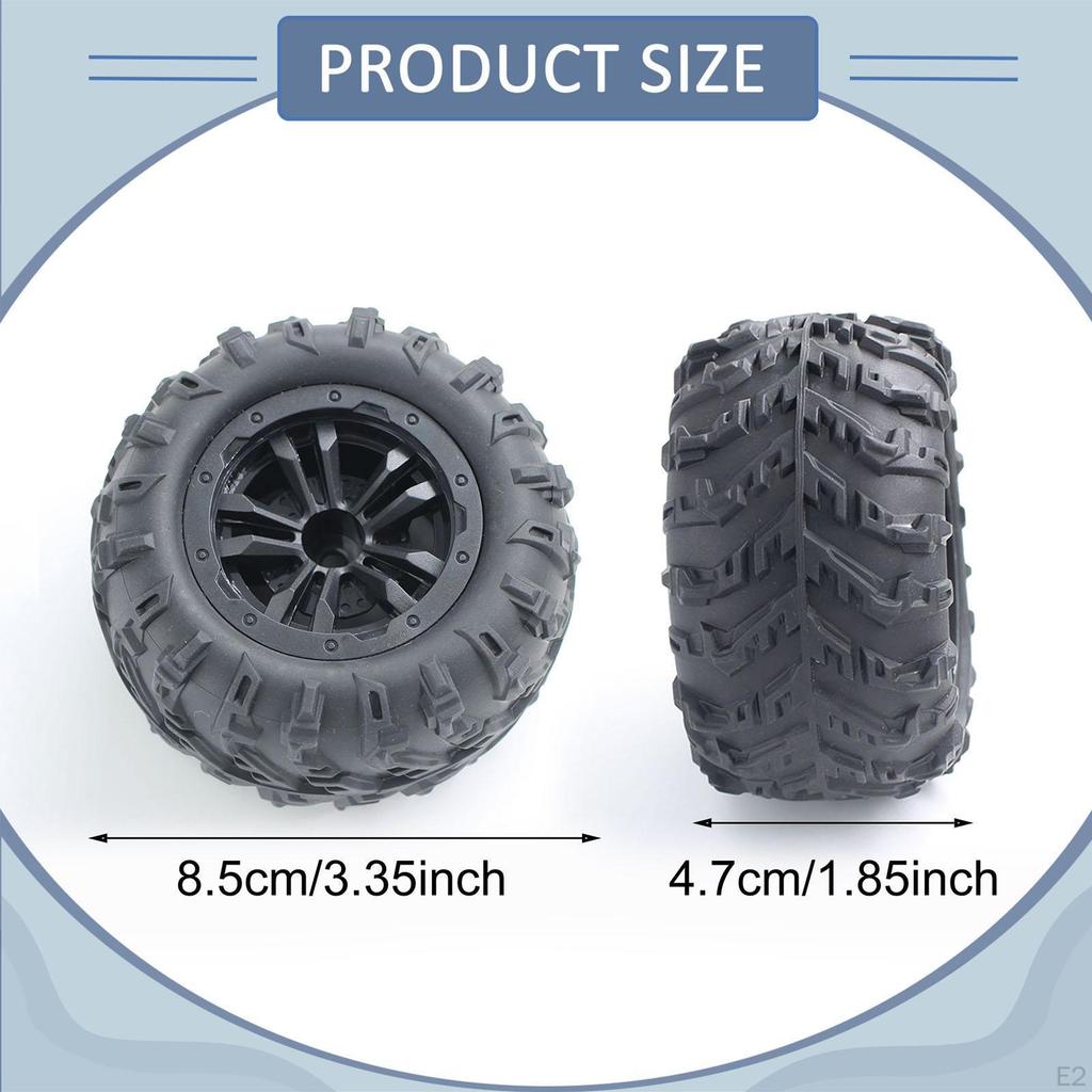 4Pcs RC Car Wheels and Tires Set 85mm Easy Installation Black Spare Parts Replacement for 16101Pro