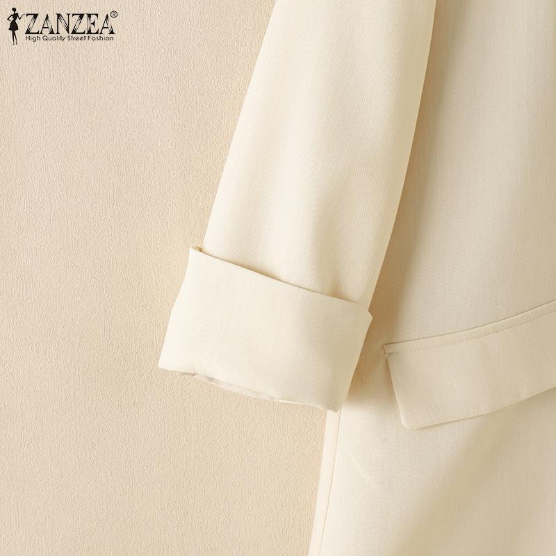 ZANZEA Женский повседневный отложной воротник с рукавом 3/4 свободный кардиган верхняя одежда