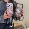 Милый котик KT подходит для чехла на мобильный телефон Apple 17 iPhone16promax со стразами 15 ремешком 14/13 защитный чехол