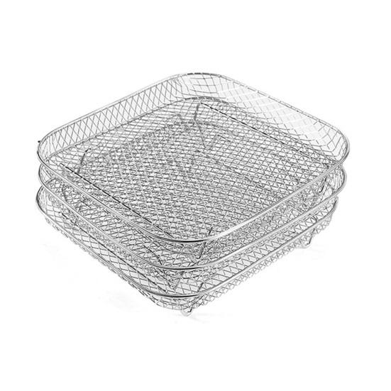 3Pcs Air Fryer Rack Stackable Dehydrator Racks Stainless Steel Basket Tray Accessories for Oven Microwave Baking Roasting